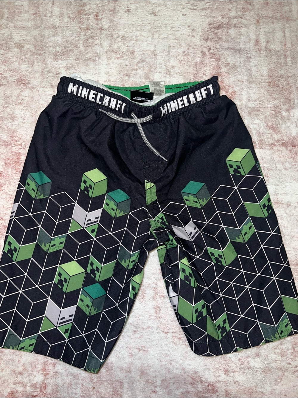 Boys size Minecraft swim trunks 7/8